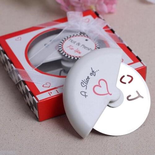 Wholesale A Slice of Love Stainless Steel Pizza Cutter in Miniature Pizza Box wedding favors and gifts for guest #DGT437