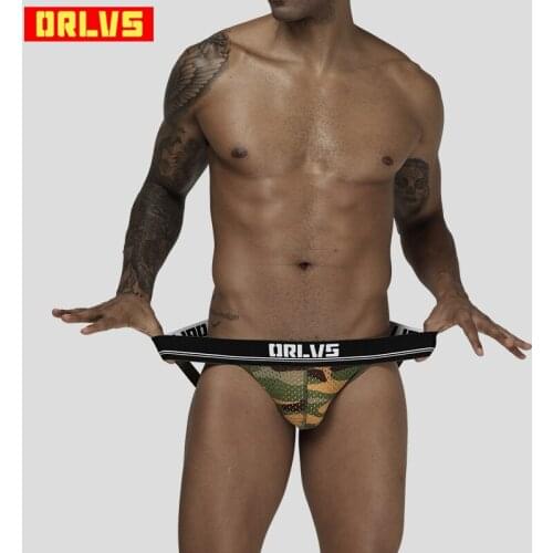 ORLVS sexy gay jockstrap men thong breathable sissy panties men underwear double Belts cueca tanga hombre jockstrap lingerie