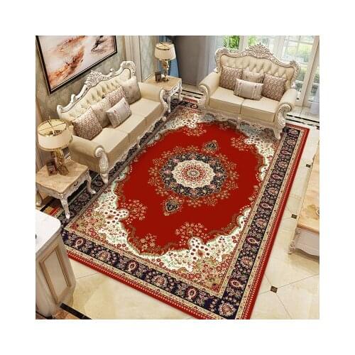 PAYSOTA European Style 3D Flower Large Carpet Rectangular Sofa Living Room Non-Slip Soft Mat
