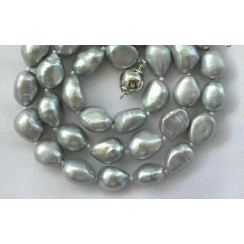 Stunning baroque gray freshwater cultured pearl necklace 18"