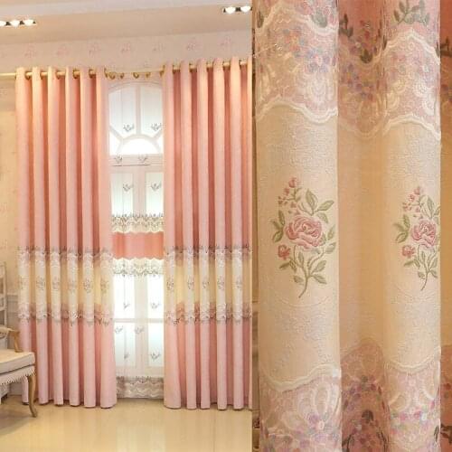 Embroidery Stitching Curtain Small Fragments Flower Little Fresh Girls'Bedroom Curtains for Bedroom and Living Room