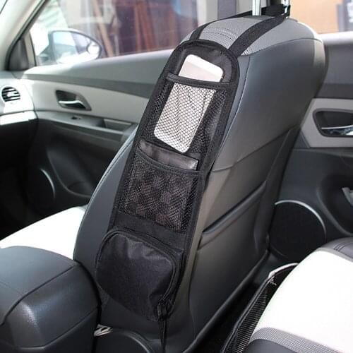 Car Seat Side Storage Bag Organizer Black Automotive Seat Back Side Hanging Bag Storage Bag with Mesh Bag Stowing Tidying