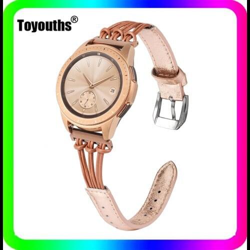 Toyouths Leather Strap for Samsung Watch3 22mm Slim Leisure Tassel Genuine Leather Loop Band for Galaxy Active 2 Watch Accessory