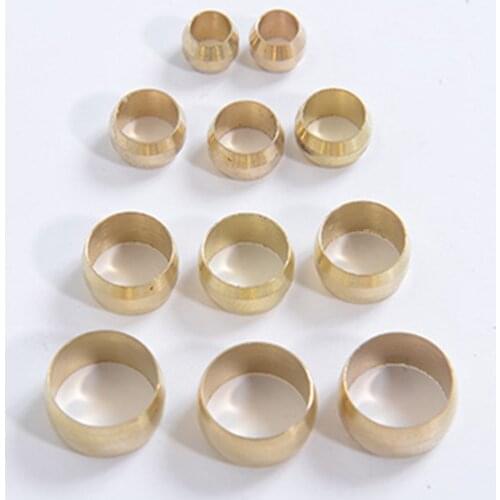 A Pack Brass Sleeve For 3/4/5/6/8/10/12/14/16/18/20mm O/D Tube Air Compression Pneumatic Fitting Sleeve Ferrule Ring