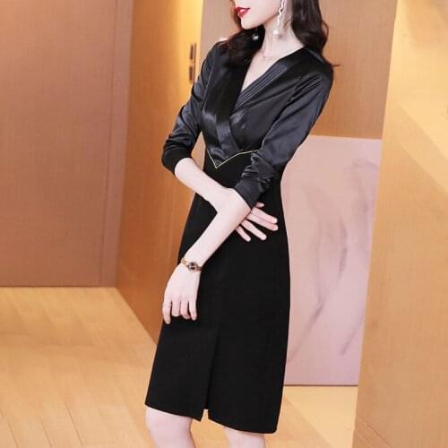 Spring 2021 New Female High-End Professional Fashion Temperament Slim Goddess Fan Bao Buttocks Little Black Dress Oodji Vestido