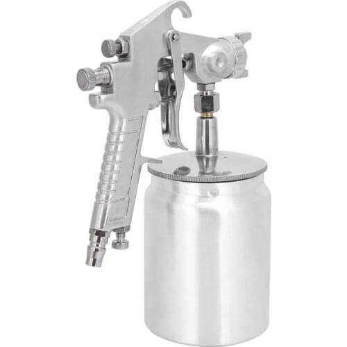 W-71S 1000ml Spray Gun Paint Silver Stainless Steel Nozzle Pneumatic Indurtrial Supplies 1/4in British Connector