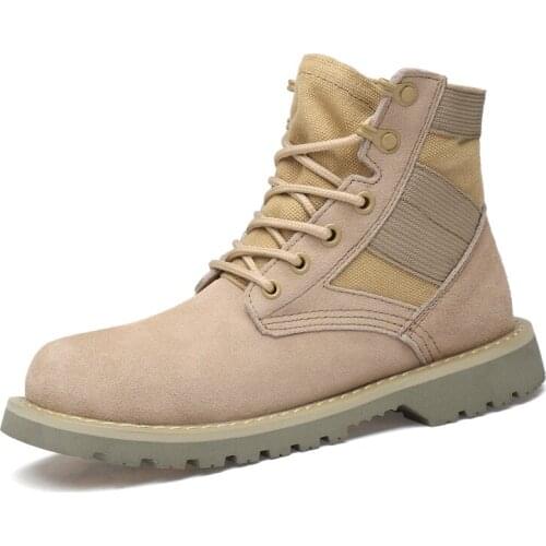 Yellow Mens Martin Boots High Top Winter Desert Boots Tool Casual Breathable Male Chelsea Boots Round Toe Shoes