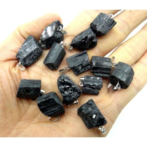 Wholesale natural black tourmaline tourmaline repair ore can be used pendant for diy jewelry making necklace Accessories 10pcs