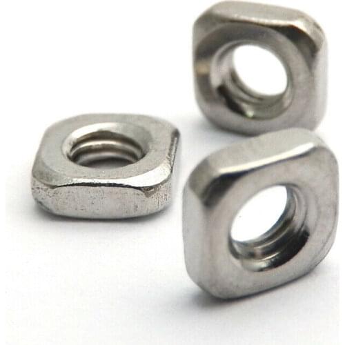100pcs Thin Nut Square M3 M4 M5 M6 M8 Square Nuts DIN557 A2 304 Stainless Steel Thin Nuts Blocks DIN562 Thin Type Metric