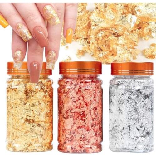 3g Gold Foil Flakes Silver Copper Metallic Foil Paillette Sticker for Resin Silicone Mold Jewelry Necklace Bracelet Making Tool