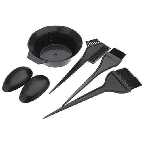 5 PCS Hair Color Dye Bowl Comb Brush Tool Kit Set Tint Coloring Dye Bowl Comb Brush Plastic Earmuff 2 in 1 Twin Head Brushes Set