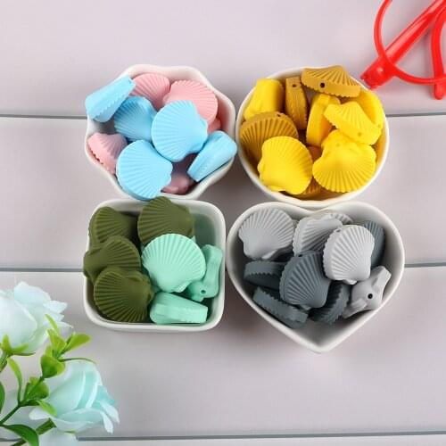 Kovict 50Pcs Shell Silicone Beads Baby Teeth Care Molar Nipple Tooth Ring Toys Pacifier Chain Food Grade BPA Free