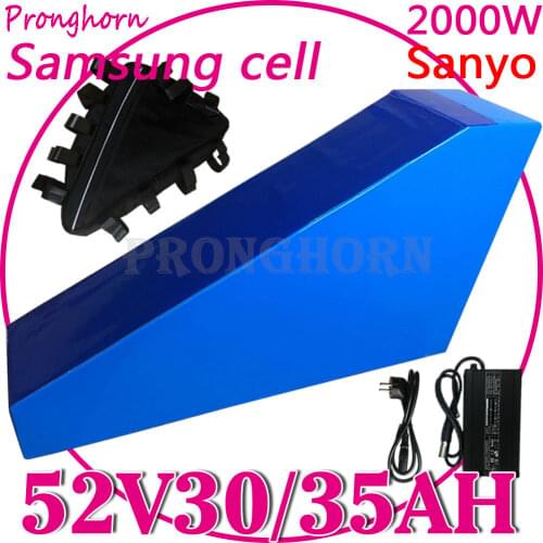 52V 18Ah 21Ah 25Ah 28Ah 30Ah 35Ah Sanyo GA Cell Lithium Triangle E-Bike Battery With 50A BMS + Charger For 52V 2000W 1500W 1000W