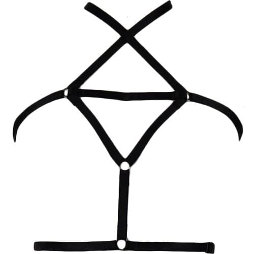 Geometric Hollow Cage Bra Neck Bondage Body Harness Belt Open chest Bra Sexy Lingerie Woman Black Harness