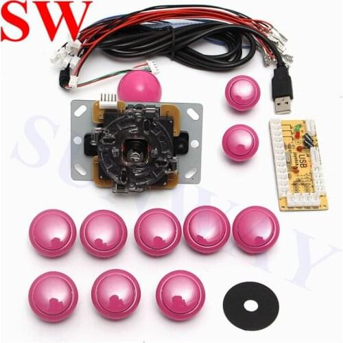 DIY Handle Arcade Set Kits 30mm/24mm Push Buttons Replacement Parts Zero Delay USB Cable Encoder Board To PC Joystick Button
