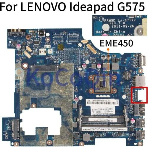 KoCoQin Laptop motherboard For LENOVO Ideapad G575 EME450 Mainboard LA-6757P 11013934 DDR3