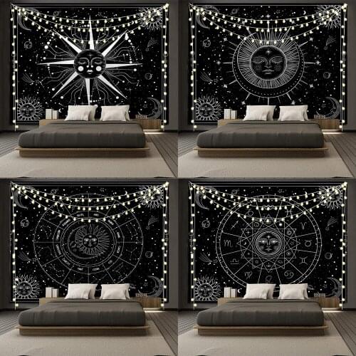 Moon and Sun Tapestry Wall Hanging Space Psychedelic Tapestries Home Decoration Wall Blanket Tapestry Decoration for Bedroom