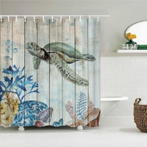 Creative Shower Curtains Printed Ocean Turtle Waterproof Bathroom Curtain Home Decor Polyester Bath Shower Curtain With Hooks