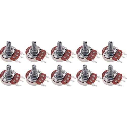 Pack of 10 Full Size B250K Electric Guitar Potentiometer Dual Blend Guitar Tone Pots Split Shaft 18mm for Electric Guitar Bass