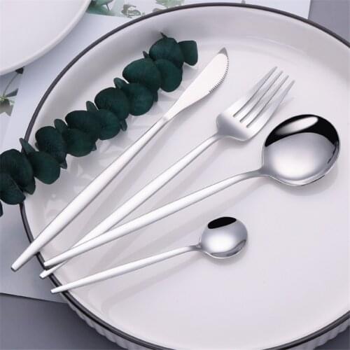 Stainless Steel Cutlery Set Silverware Silver Forks Knives Spoon Christmas Tableware Dinnerware Flatware Set Coffee Teaspoon