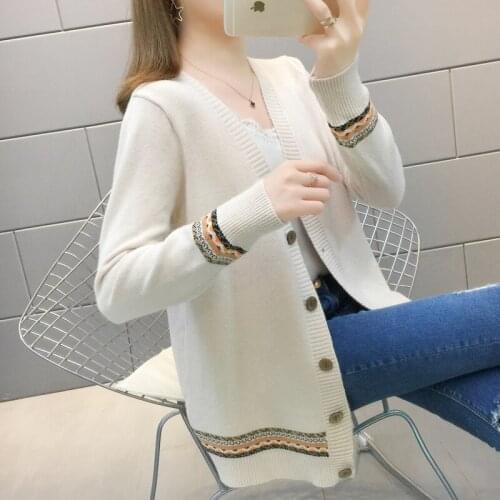 Spring and autumn new sweater loose-wearing retro knitted sweater cardigan
