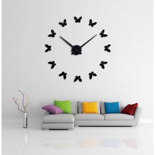 New arrival Quartz clocks Brief watches 3d real big wall clock rushed mirror stickers diy living room DISCOUNTS Still life