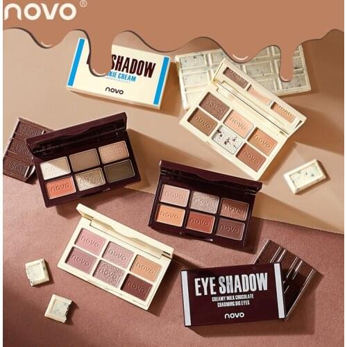 6 Colors Chocolate Silky Eye Shadow Palette Waterproof Sweat-proof No Smudge Powdery Silky Eye Shadow Long-lasting Makeup TSLM1