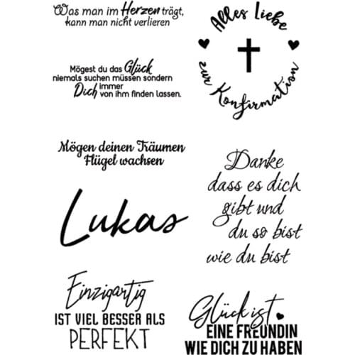 Blessing Lettering German Wishes Clear Stamps for Card Making Decoration and DIY Scrapbooking Silicone Stamps for Handmade Props