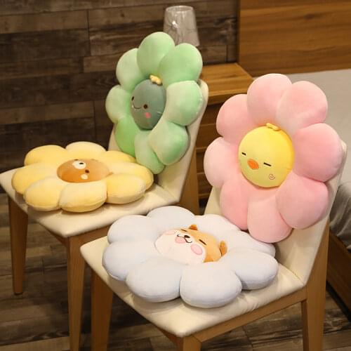 Cute Sun Flower Throw Pillow Cartoon Plush Chair Cushion Stuffed Chair Cushions Soft Kid Animals Cushions for Pallets Floor Mat