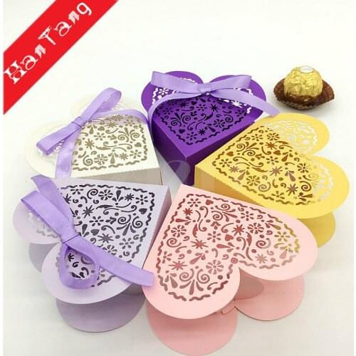 50pcs Love Heart Shape Gift Boxes Baby Shower Birthday Party Candy Box Gift Bag For Kids Party Favor Box 8Z-SH153