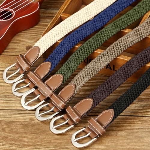 6 Colors Men Women Fashion Braided Elastic Woven Canvas Buckle Belt Waistband Waist Straps All-matched