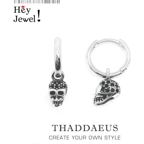 Black CZ pave Skull Creole Hinged Hoop Earrings,Europe Fashion Good Jewelry For Women Men,2019 Gift In 925 Sterling Silver