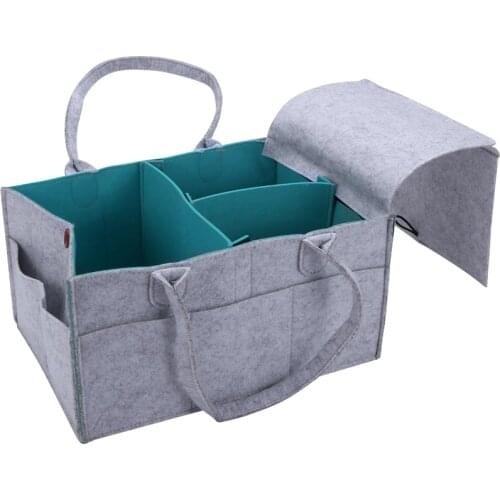 Foldable Felt Baby Diaper Caddy Organiser Removable Lid Storage Bag Kid Toys Portable Bag Box for Car Travel