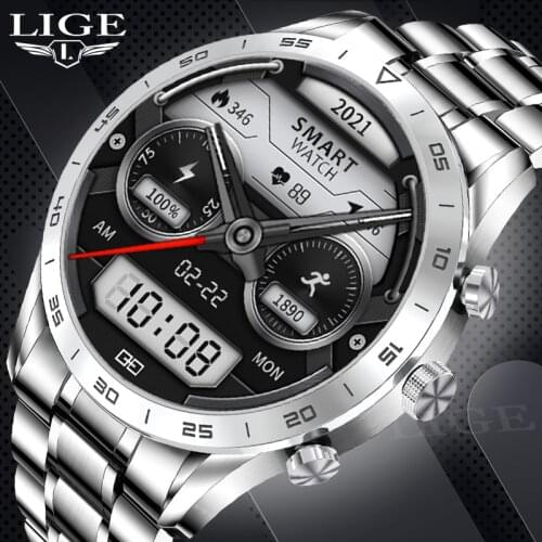 LIGE New Smart Watch Men Heart Rate Blood Pressure Smart Clock Sport Fitness Tracker Bluetooth Call Smartwatch For Android Ios