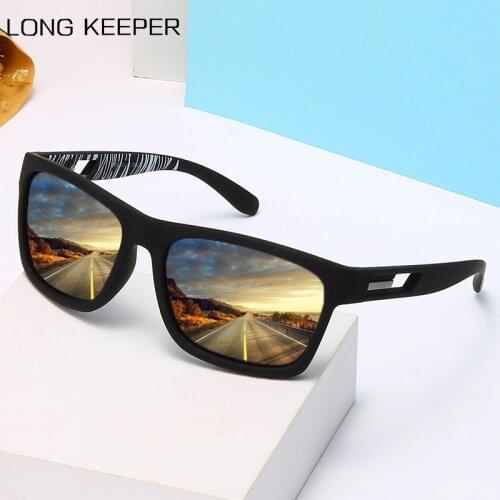 LongKeeper Men Polarized Sunglasses Classic Square Driving Anti-Glare Sun Glasses Vintage Outdoor Sports Black Eyewear for Male
