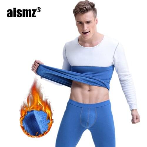 Aismz Winter Mens Seek Thermal Underwear Cashmere Skin Friendly Cotton Cashmere Thicken Long Johns Soft Fleece Keep Warm Men