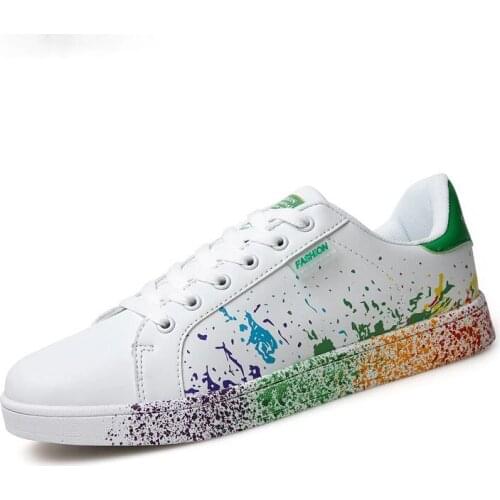 TYDZSMT Women Shoes 2020 Fashion Graffiti PU Sneakers Women Spring/Autumn Casual Women Shoes Plus Size 11 Colorful White Shoes