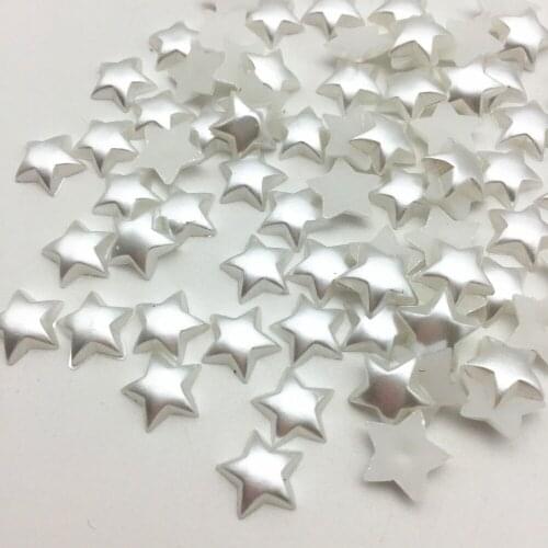 100pcs 10mm White Pearls Star Flatbacks Embellishments DIY Phone Decorations Scrapbooking Crafts Cardmaking