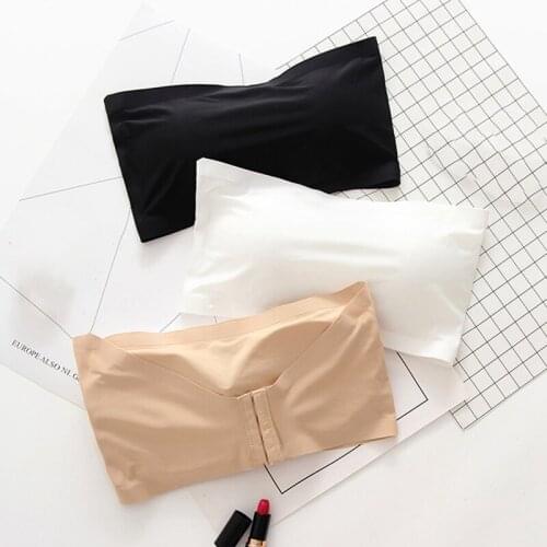 EFINNY Women Tube Top Push Up Bra Tops Strapless Ice Silk Summer Seamless Underwear Tops Sexy Lingerie New