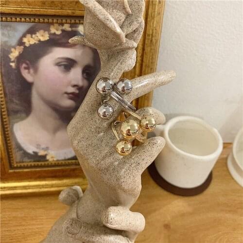 European And American Exaggerated Personality Metal Spiral Ball Designer Stylish Clever INS Cold Wind Female Ring