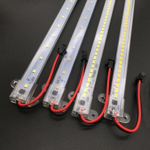 5Pcs/Lot LED Bar Lights AC220V 2835 5630 LED Hard Rigid Strip 50cm 36LEDs 72LEDs Transparent Cover Cabinet Kitchen Lighting