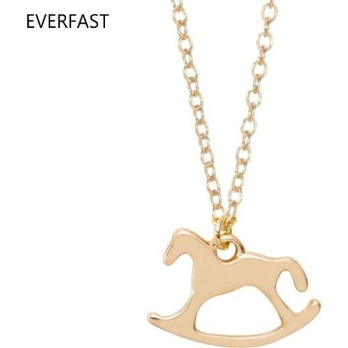 Everfast 1pc Baby Horse in Craddle Pendant Necklace Charm Chain Animal Jewelry Gift For Lucky Girls Kids Drop Shipping