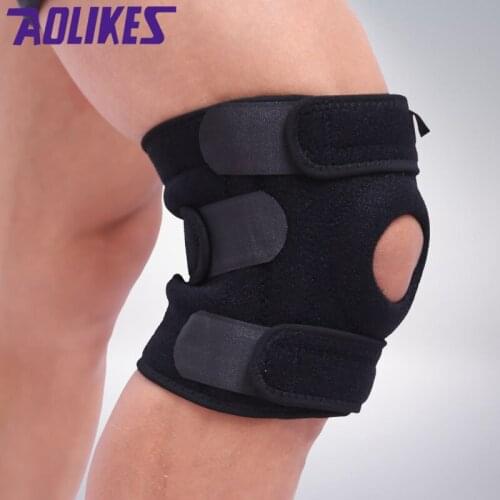 1pc Outdoor Sports Knee Pads Support Patella Guards Gym Protector Wrap 4 Springs Support Antislip EVA Shock Absorption Cushion