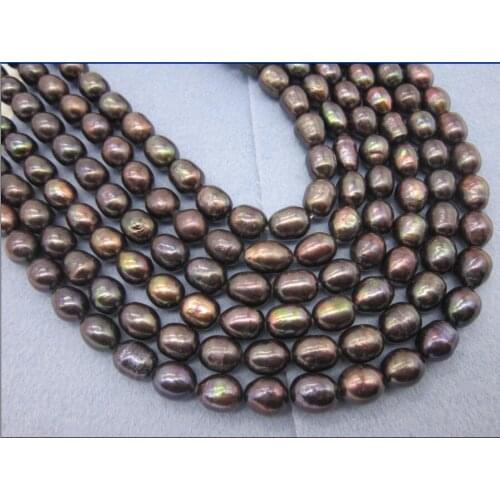 100" 10X11 MM AAA SOUTH Brown green PEARL NECKLACE Yellow CLASP