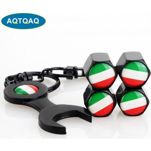 4Pcs/Set Classic Italian Flag Anti-theft Chrome Car Wheel Tire Valve Stem Cap For Car/Motorcycle,Air Leakproof And Protection Yo