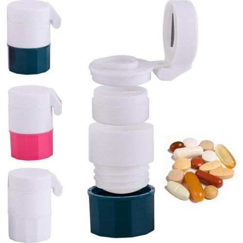4 In 1 Portable 4 Layer Powder Tablet Grinder Powder Pill Cutter Medicine Splitter Box Storage Crusher