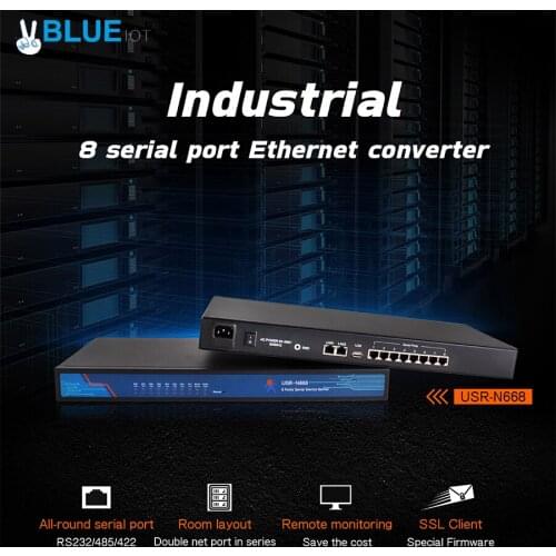 8-Port RS232/RS422/RS485 Serial Device Servers N668 Configuration Ethernet Converters Support Module RTU to TCP UDP Https Client