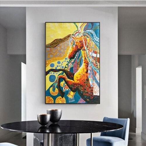 Abstract Splendid Colorful Horse Oil Painting Poster Print European Picture on The Wall for Living Room Wall Art Salon No Frame