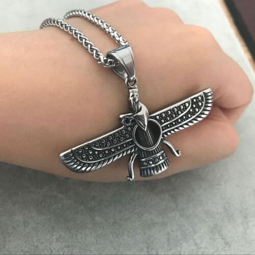 Ahura Mazda Farvahar Zoroastrian Persian stainless steel pendant necklace accept drop shipping
