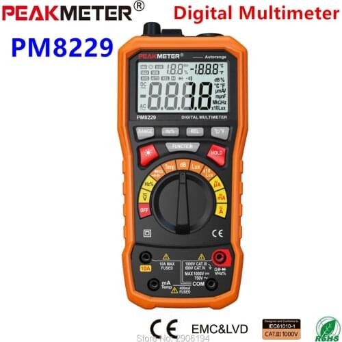 PEAKMETER PM8229 5 in 1 Auto Digital Multimeter With Multi-function Lux Sound Level Frequency Temperature Humidity Tester Meter